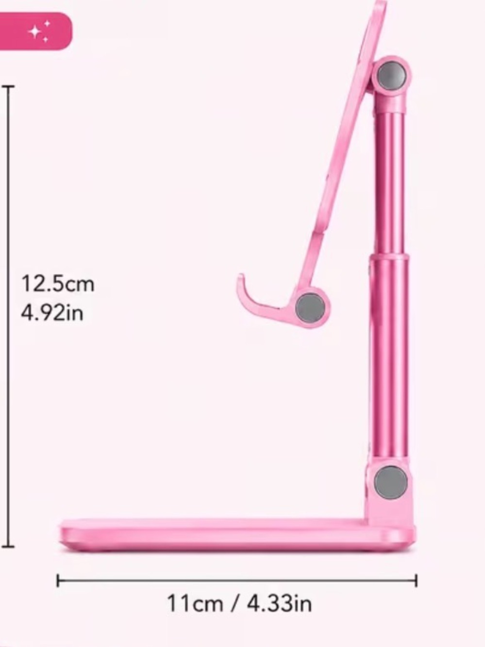 1 pc Pink Adjustable Tablet & Phone Stand with Mirror